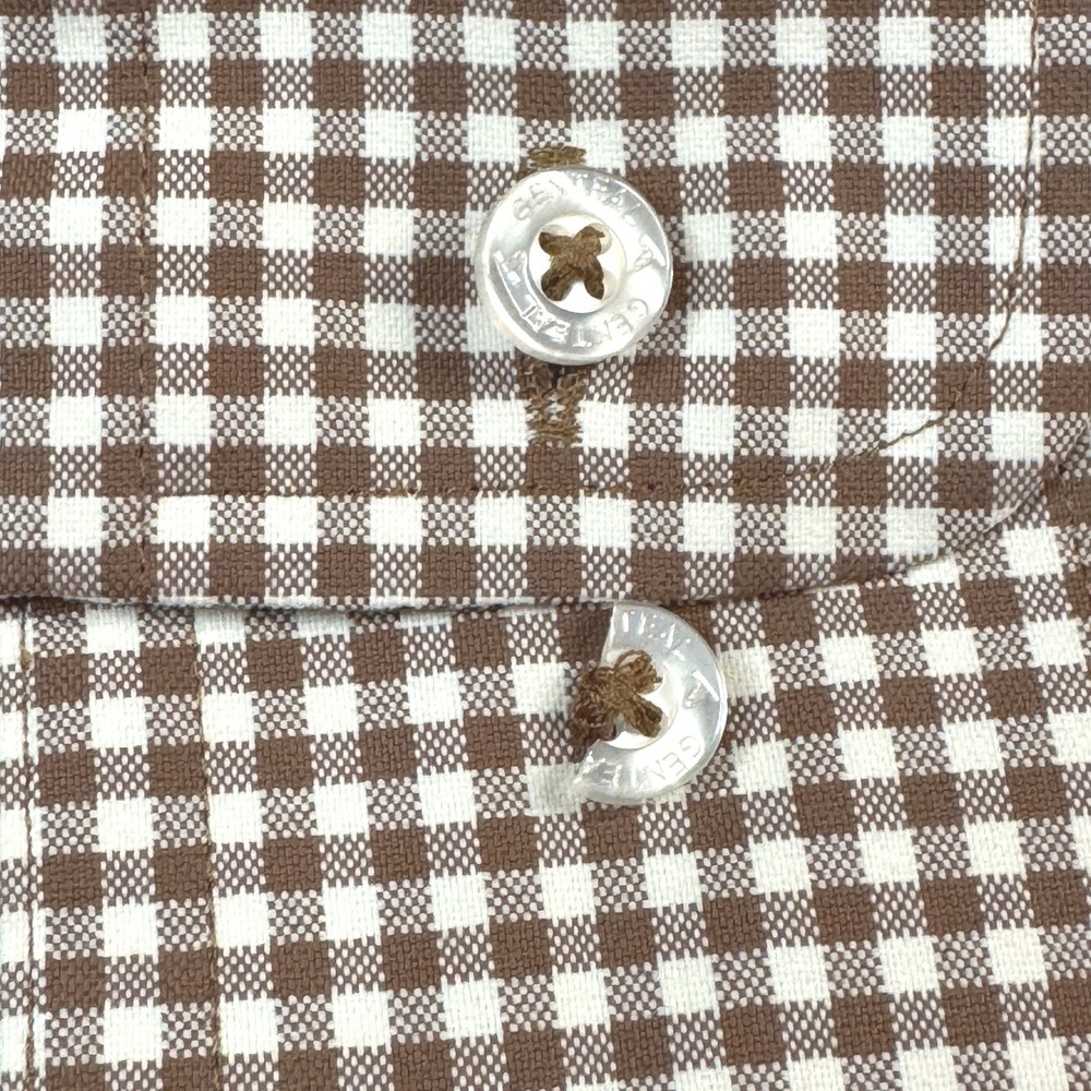 Genteal Performance Shirt Mens XL Brown White Gingham Check Long Sleeve - Picture 3 of 9